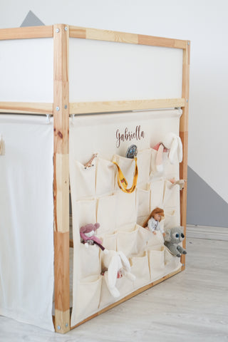 Curtains for IKEA KURA Bunk Bed with Storage Pockets - Ivory Cotton