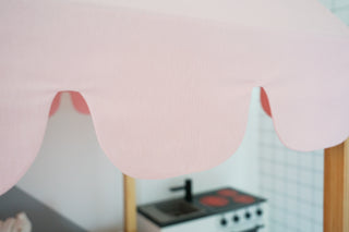 Kura Bed Tent Roof - Blush Pink Scallop Edge, Teflon Duck Cotton
