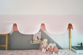 Kura Bed Tent Roof - Blush Pink Scallop Edge, Teflon Duck Cotton