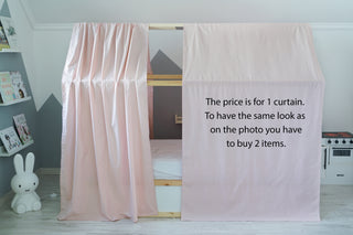House Bed Curtains - Blush Pink Drape Panels for Montessori House Bed