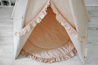 Peach Ruffle Teepee Tent for Kids | Handmade Cotton Indoor Play Tent