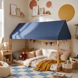 Kids Bed Canopy - Navy Blue Roof for Montessori House Bed