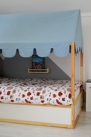 IKEA Kura Bed Canopy - Steel Blue Scallop Edge, Teflon Duck Cotton