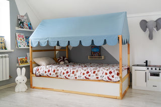 IKEA Kura Bed Canopy - Steel Blue Scallop Edge, Teflon Duck Cotton