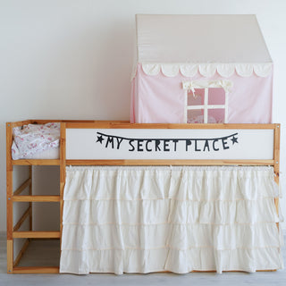 Twin Bed Canopy - Pink Scallop Bed Tent, 4-in-1 Sleep and Play Solution