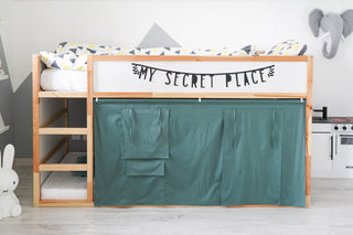 IKEA KURA Bed Curtains - Eucalyptus Cotton with Door, Window and Storage Pocket