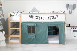 IKEA KURA Bed Curtains - Eucalyptus Cotton with Door, Window and Storage Pocket