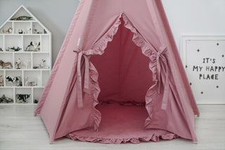Raspberry Ruffle Kids Teepee Tent | Handmade Cotton Play Tent for Girls