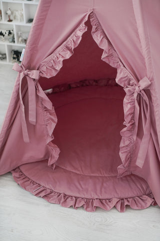 Raspberry Ruffle Kids Teepee Tent | Handmade Cotton Play Tent for Girls