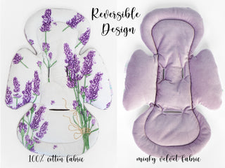 Mamaroo Seat Cover and Insert - Lavender Botanical Cotton and Lilac Minky Velvet
