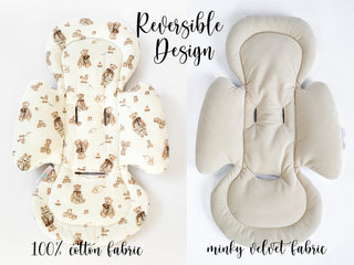 Mamaroo Swing Insert and Cover - Teddy Bear Cotton and Beige Minky Velvet
