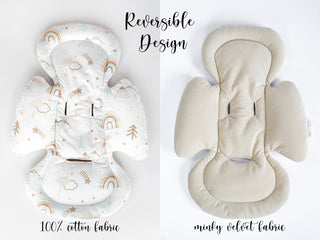 Mamaroo Infant Insert - Pastel Rainbow Cotton and Beige Minky Velvet