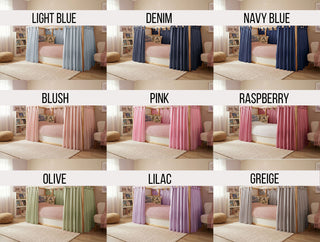 IKEA KURA Floor Bed Curtains - Lilac Cotton Full-Length Tab Top