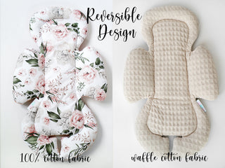 Mamaroo Newborn Insert - Pink Peony Cotton and Beige Waffle Fabric