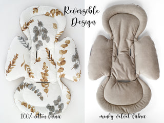 4moms Mamaroo Insert - Eucalyptus Botanical Cotton and Brown Minky Velvet