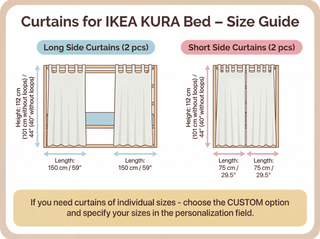 IKEA KURA Floor Bed Curtains - Lilac Cotton Full-Length Tab Top