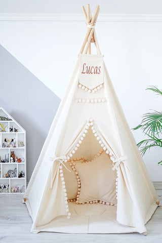 Personalized Teepee Name Banner | Embroidered Cotton Flag for Kids Teepee