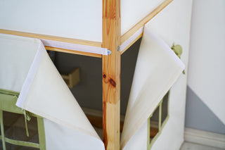 IKEA KURA Curtains - Ivory and Olive Green Teflon Playhouse with Door and Window
