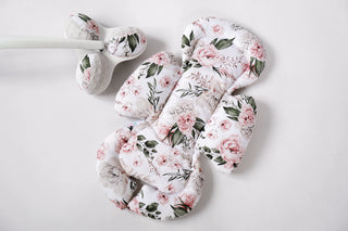 Mamaroo Newborn Insert - Pink Peony Cotton and Beige Waffle Fabric