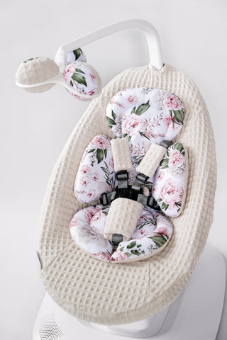 Mamaroo Newborn Insert - Pink Peony Cotton and Beige Waffle Fabric