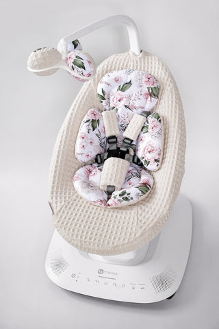 Mamaroo Newborn Insert - Pink Peony Cotton and Beige Waffle Fabric