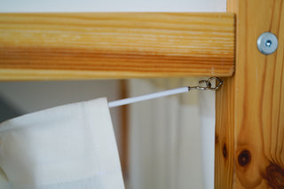KURA Bunk Bed Curtains - Ivory and Eucalyptus Cotton with Windows, Ready to Hang