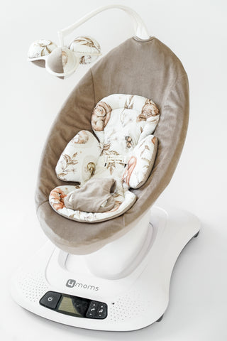 Mamaroo Swing Cover and Insert - Watercolor Woodland Animals and Brown Minky Velvet