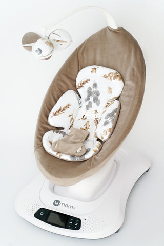 4moms Mamaroo Insert - Eucalyptus Botanical Cotton and Brown Minky Velvet