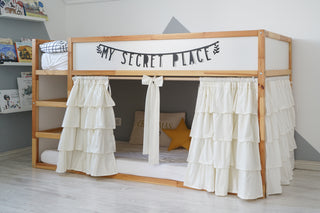 Curtains for IKEA KURA Bunk Bed - Multi-Layer Ruffle Cotton