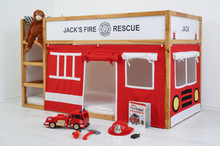 IKEA KURA Bunk Bed Curtains - Fire Truck Roleplay for Boys