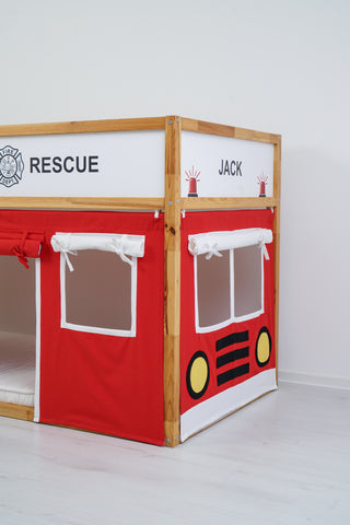 IKEA KURA Bunk Bed Curtains - Fire Truck Roleplay for Boys