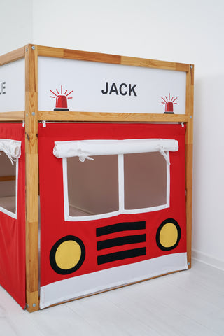 IKEA KURA Bunk Bed Curtains - Fire Truck Roleplay for Boys