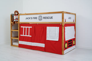 IKEA KURA Bunk Bed Curtains - Fire Truck Roleplay for Boys