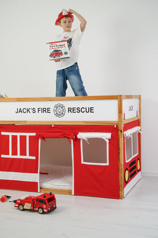 IKEA KURA Bunk Bed Curtains - Fire Truck Roleplay for Boys
