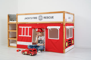 IKEA KURA Bunk Bed Curtains - Fire Truck Roleplay for Boys