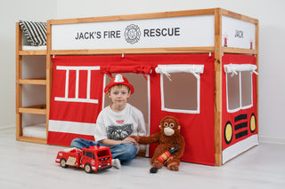 IKEA KURA Bunk Bed Curtains - Fire Truck Roleplay for Boys