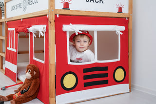 IKEA KURA Bunk Bed Curtains - Fire Truck Roleplay for Boys