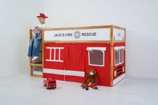 IKEA KURA Bunk Bed Curtains - Fire Truck Roleplay for Boys