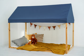 Kids Bed Canopy - Navy Blue Roof for Montessori House Bed