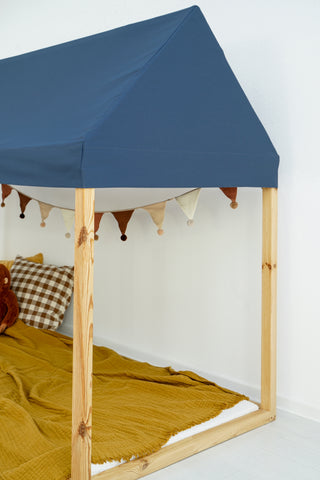 Kids Bed Canopy - Navy Blue Roof for Montessori House Bed