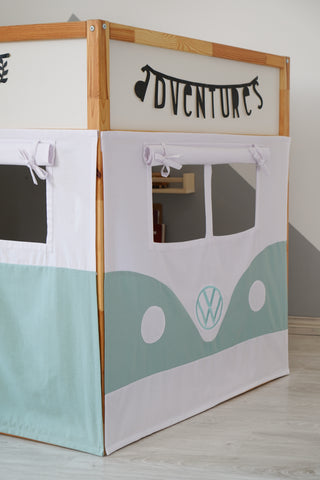 IKEA Kura Hack Curtains - Retro Camper Van Design with Personalized Name Plate