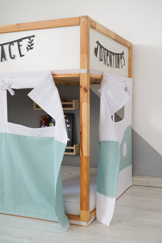 IKEA Kura Hack Curtains - Retro Camper Van Design with Personalized Name Plate