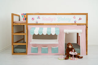 IKEA KURA Bunk Bed Curtains - Bakery Roleplay Playhouse with Awning