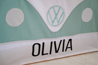 IKEA Kura Hack Curtains - Retro Camper Van Design with Personalized Name Plate