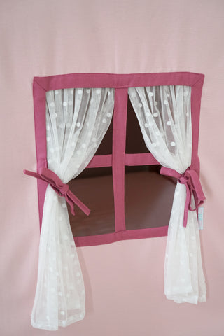 IKEA Kura Bed Curtains - Pink Teflon with Tulle Window and Art Display Side Panel