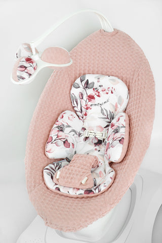 4moms Mamaroo Newborn Insert - Burgundy Eucalyptus and Dusty Rose Waffle