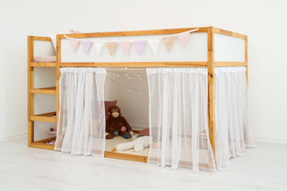 IKEA KURA Bunk Bed Curtains - Sheer Polka Dot Tulle for Girls Room