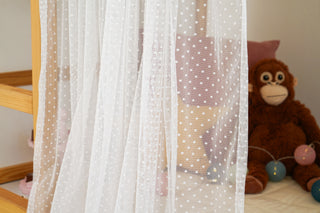 IKEA KURA Bunk Bed Curtains - Sheer Polka Dot Tulle for Girls Room