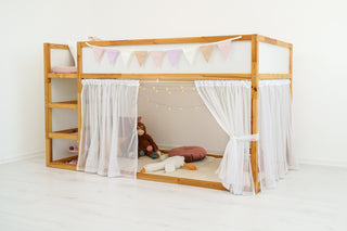 IKEA KURA Bunk Bed Curtains - Sheer Polka Dot Tulle for Girls Room