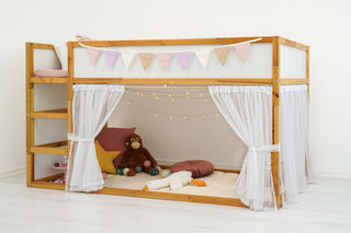 IKEA KURA Bunk Bed Curtains - Sheer Polka Dot Tulle for Girls Room